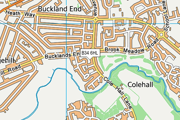 B34 6HL map - OS VectorMap District (Ordnance Survey)