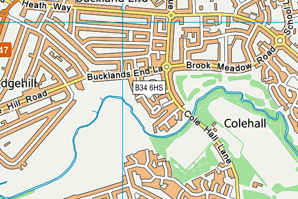 B34 6HS map - OS VectorMap District (Ordnance Survey)