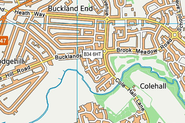 B34 6HT map - OS VectorMap District (Ordnance Survey)