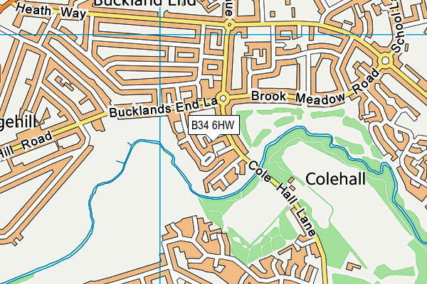 B34 6HW map - OS VectorMap District (Ordnance Survey)