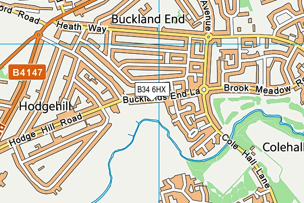 B34 6HX map - OS VectorMap District (Ordnance Survey)