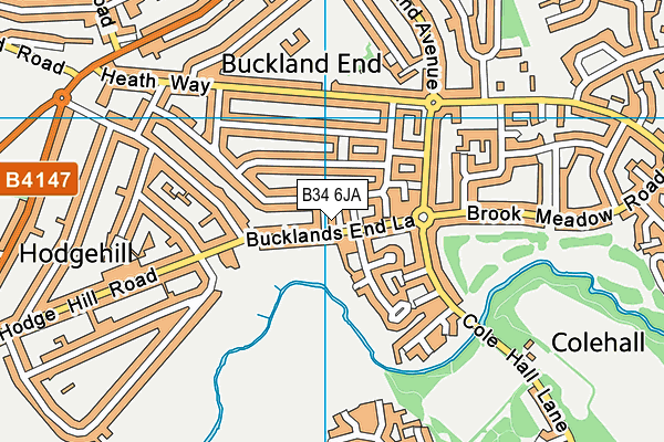 B34 6JA map - OS VectorMap District (Ordnance Survey)