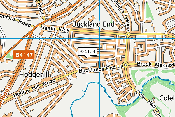 B34 6JB map - OS VectorMap District (Ordnance Survey)