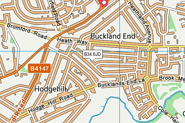 B34 6JD map - OS VectorMap District (Ordnance Survey)