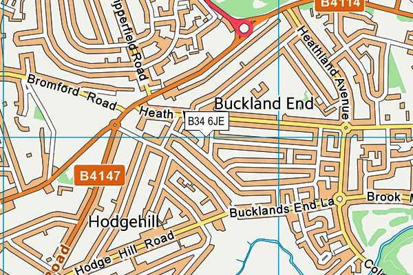 B34 6JE map - OS VectorMap District (Ordnance Survey)
