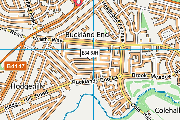 B34 6JH map - OS VectorMap District (Ordnance Survey)