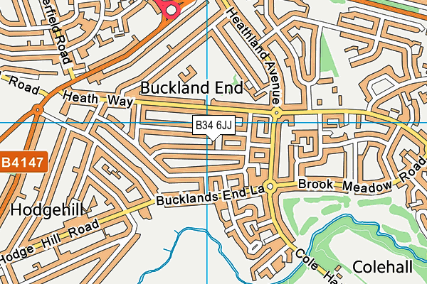 B34 6JJ map - OS VectorMap District (Ordnance Survey)