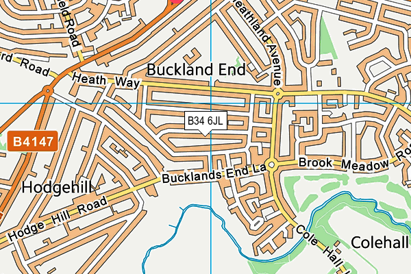 B34 6JL map - OS VectorMap District (Ordnance Survey)