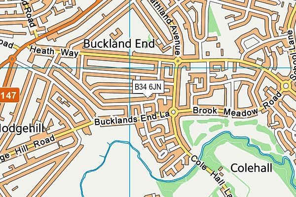 B34 6JN map - OS VectorMap District (Ordnance Survey)