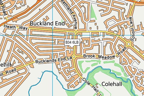 B34 6LB map - OS VectorMap District (Ordnance Survey)