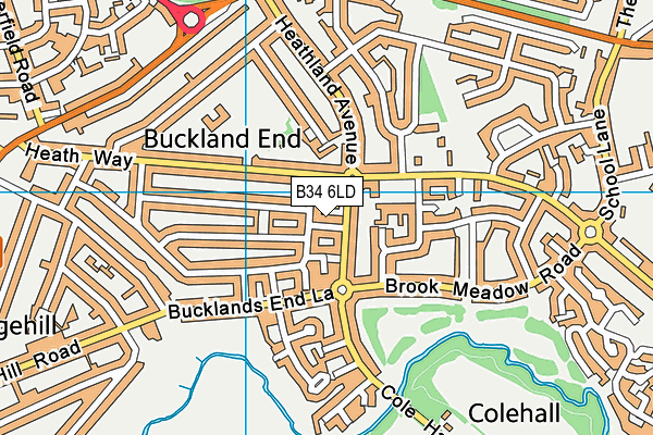 B34 6LD map - OS VectorMap District (Ordnance Survey)