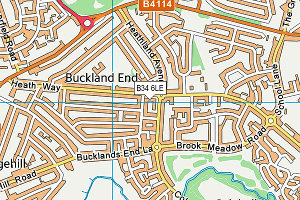 B34 6LE map - OS VectorMap District (Ordnance Survey)