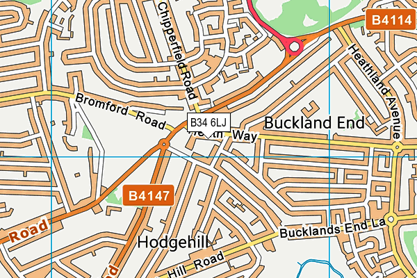 B34 6LJ map - OS VectorMap District (Ordnance Survey)