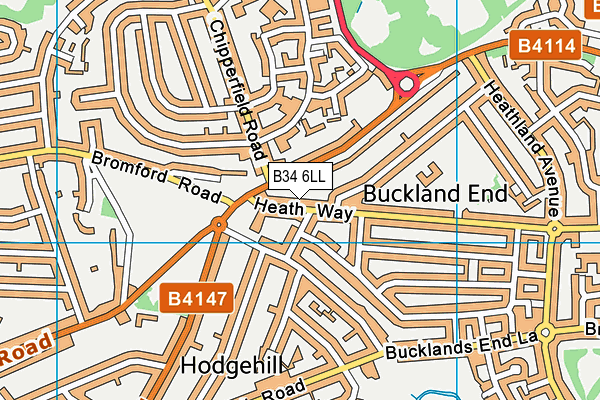 B34 6LL map - OS VectorMap District (Ordnance Survey)