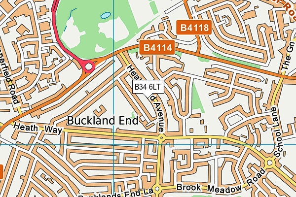 B34 6LT map - OS VectorMap District (Ordnance Survey)