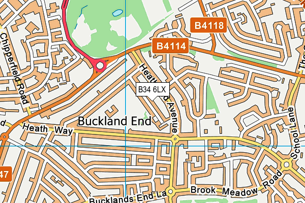 B34 6LX map - OS VectorMap District (Ordnance Survey)