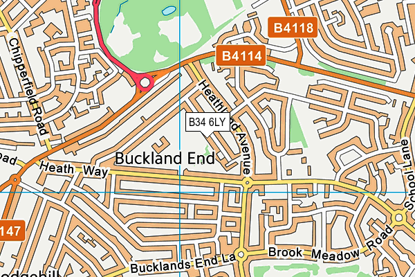 B34 6LY map - OS VectorMap District (Ordnance Survey)