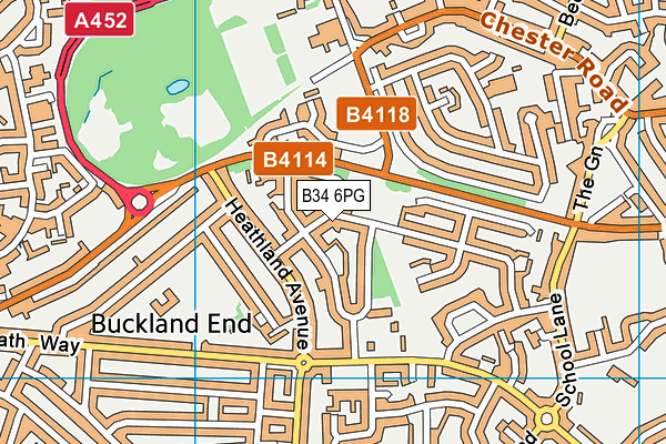 B34 6PG map - OS VectorMap District (Ordnance Survey)