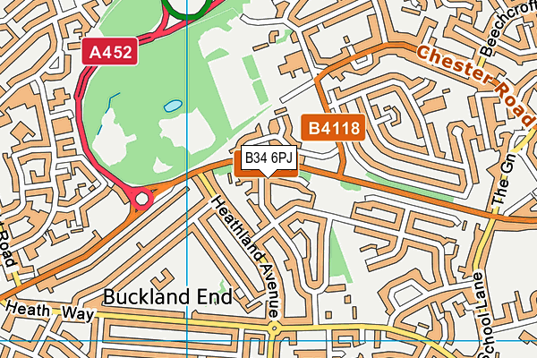 B34 6PJ map - OS VectorMap District (Ordnance Survey)