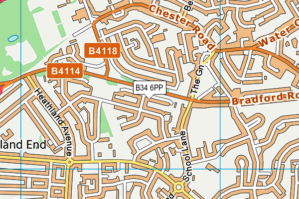 B34 6PP map - OS VectorMap District (Ordnance Survey)