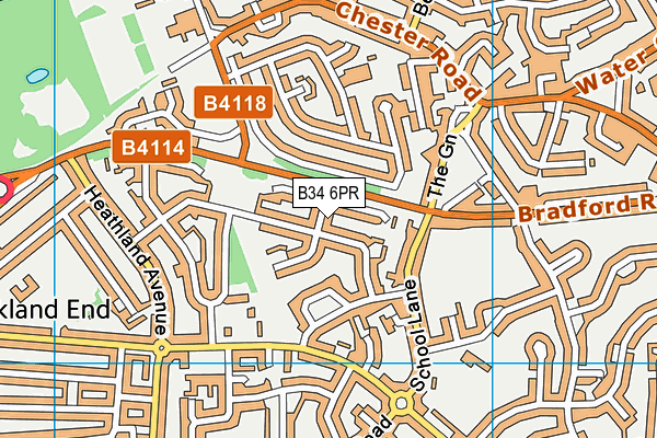 B34 6PR map - OS VectorMap District (Ordnance Survey)
