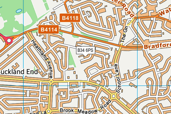 B34 6PS map - OS VectorMap District (Ordnance Survey)