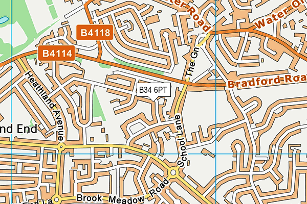 B34 6PT map - OS VectorMap District (Ordnance Survey)