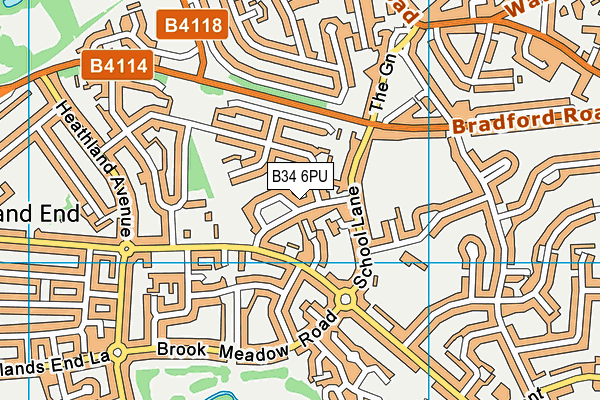 B34 6PU map - OS VectorMap District (Ordnance Survey)
