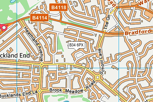 B34 6PX map - OS VectorMap District (Ordnance Survey)