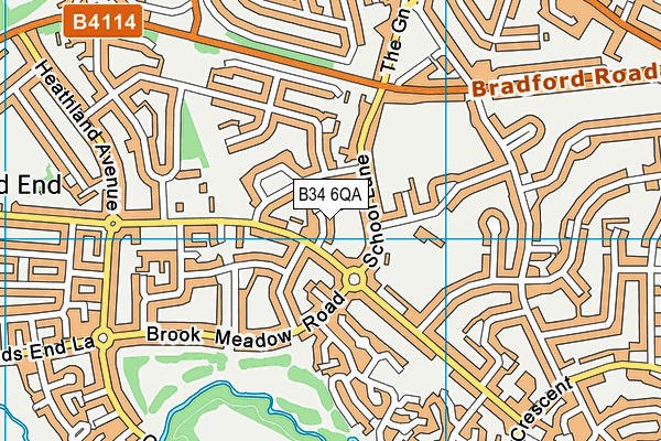 B34 6QA map - OS VectorMap District (Ordnance Survey)