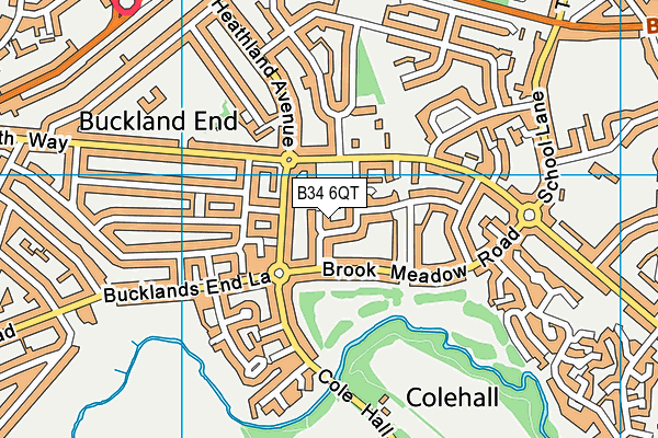 B34 6QT map - OS VectorMap District (Ordnance Survey)