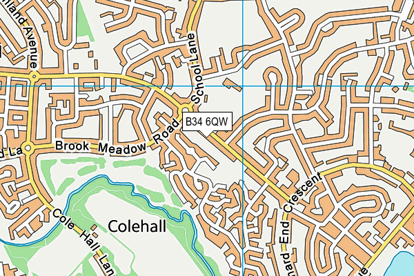 B34 6QW map - OS VectorMap District (Ordnance Survey)