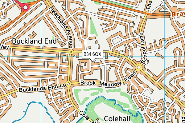 B34 6QX map - OS VectorMap District (Ordnance Survey)