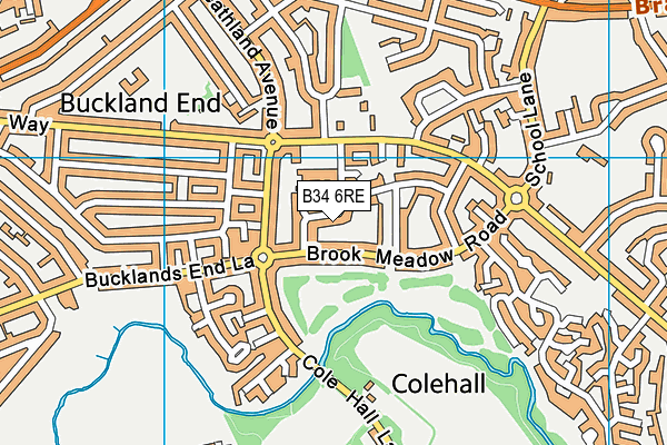 B34 6RE map - OS VectorMap District (Ordnance Survey)