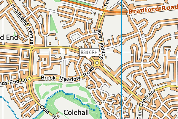 B34 6RH map - OS VectorMap District (Ordnance Survey)