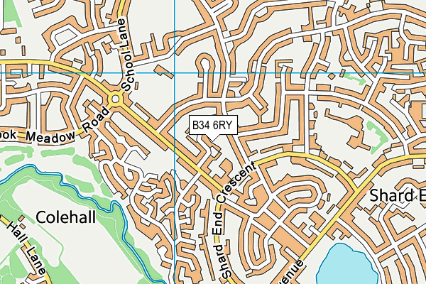 B34 6RY map - OS VectorMap District (Ordnance Survey)