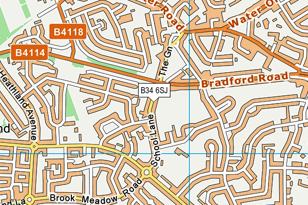 B34 6SJ map - OS VectorMap District (Ordnance Survey)