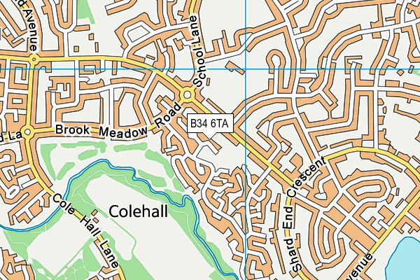 B34 6TA map - OS VectorMap District (Ordnance Survey)