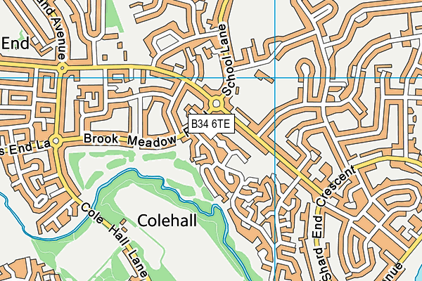 B34 6TE map - OS VectorMap District (Ordnance Survey)