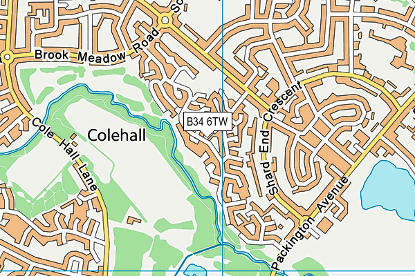 B34 6TW map - OS VectorMap District (Ordnance Survey)