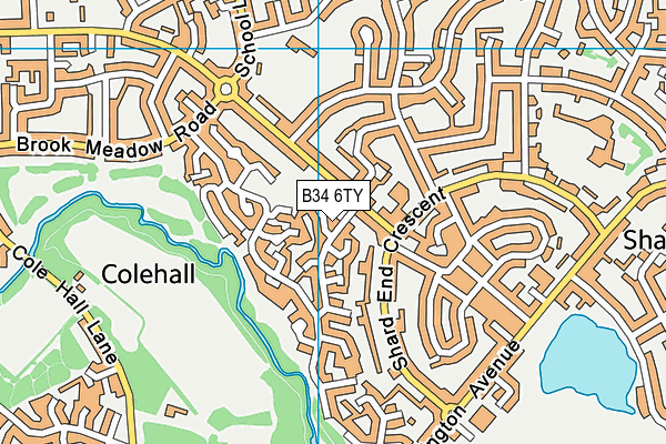 B34 6TY map - OS VectorMap District (Ordnance Survey)