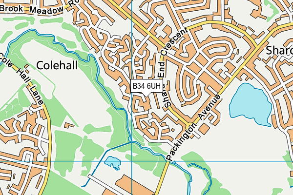 B34 6UH map - OS VectorMap District (Ordnance Survey)