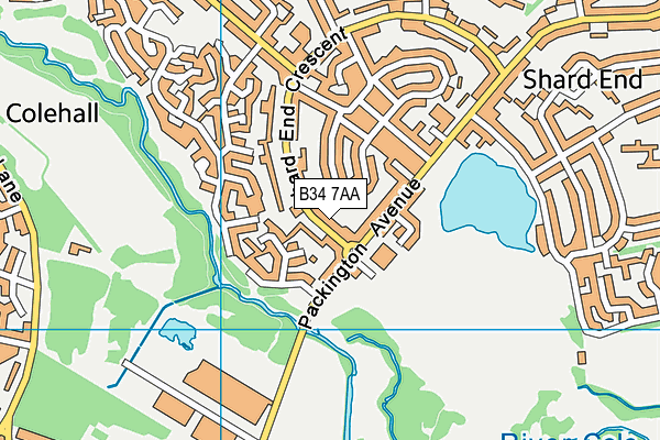 B34 7AA map - OS VectorMap District (Ordnance Survey)