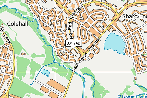 B34 7AB map - OS VectorMap District (Ordnance Survey)