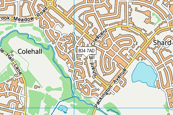 B34 7AD map - OS VectorMap District (Ordnance Survey)