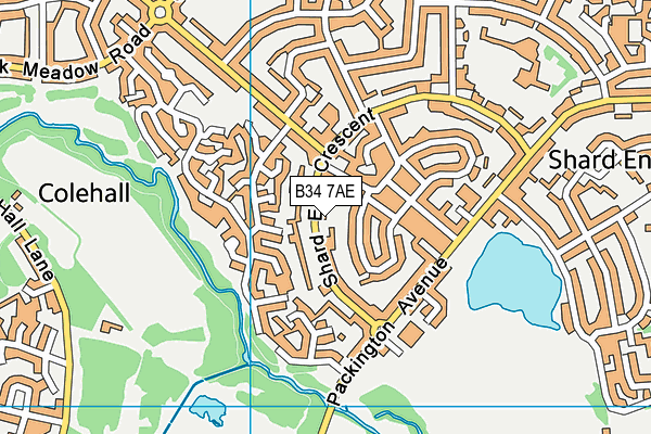 B34 7AE map - OS VectorMap District (Ordnance Survey)