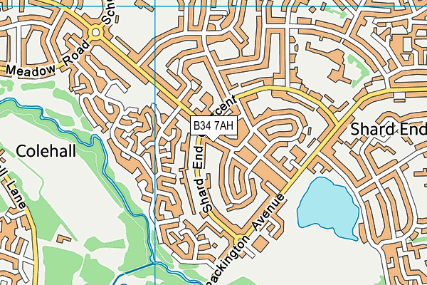 B34 7AH map - OS VectorMap District (Ordnance Survey)