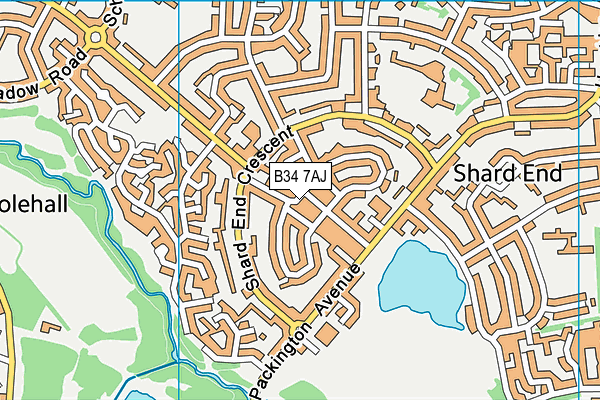 B34 7AJ map - OS VectorMap District (Ordnance Survey)