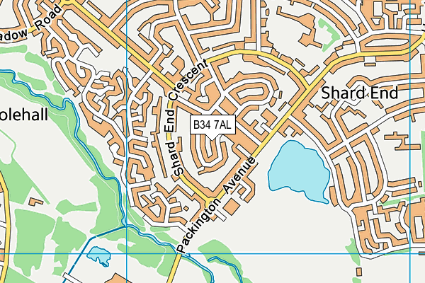 B34 7AL map - OS VectorMap District (Ordnance Survey)