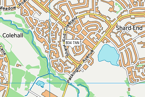 B34 7AN map - OS VectorMap District (Ordnance Survey)